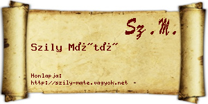 Szily Máté névjegykártya